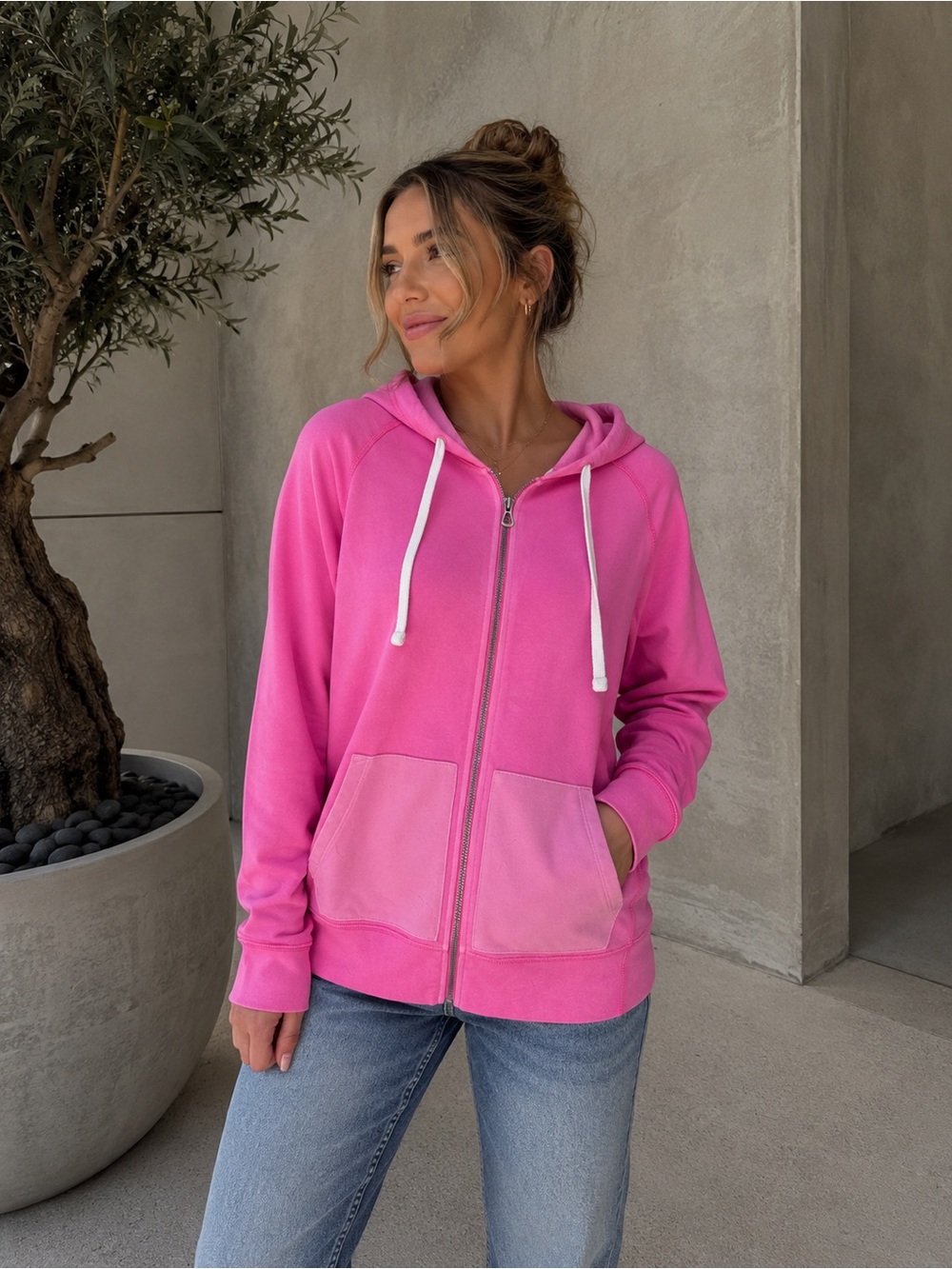 GAP Pink Zip-Up Hoodie with Hood and Pockets